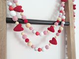 Felt heart Valentine garland decor pink, red and white garland 5ft