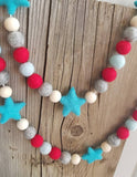 4th of July garland, red white and blue garland, stars. 5ft