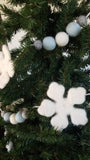 Snowflake garland. Christmas garland, felt ball garland decor, Holiday garland, winter Garland