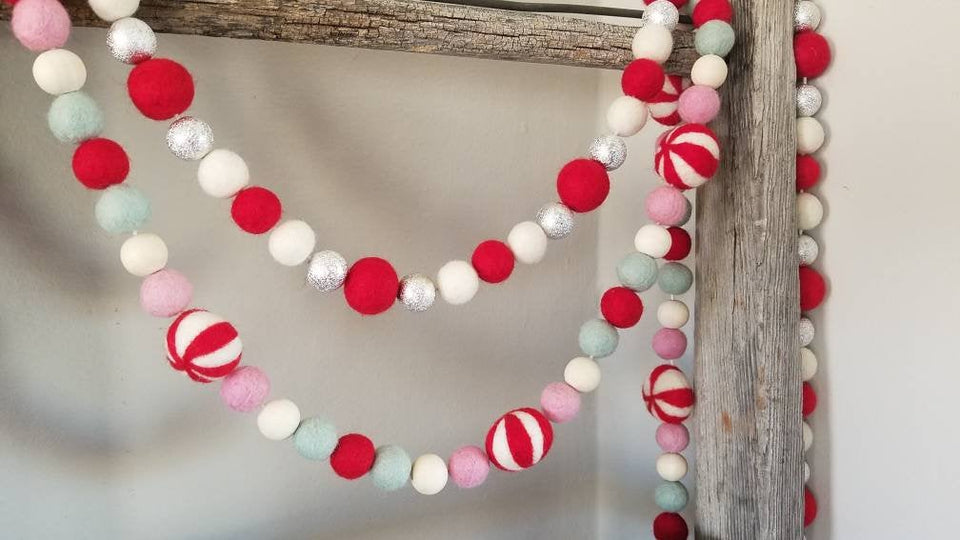 Peppermint garland. Candy garland. Christmas garland. Christmas candy Garland. Red and white. Christmas decor.