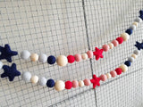4th of July garland, red white and blue garland, patriotic decor, stars. 5ft