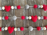 Buffalo plaid garland with red hearts