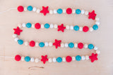 4th of July garland. American decor. Patriotic garland. Red, white & blue. 5ft.