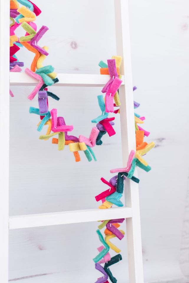 Birthday Party Garland. Felt Strip garland. Party decoration. Party banner 4.5ft