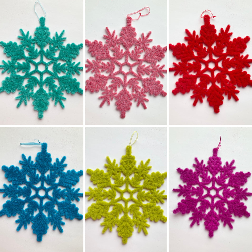 XL flocked snowflake ornament