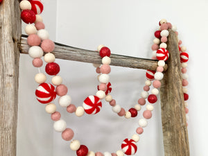 Peppermint garland. Candy garland. Christmas garland. Christmas candy Garland. Red and white. Christmas decor. Blush garland. Pink and red