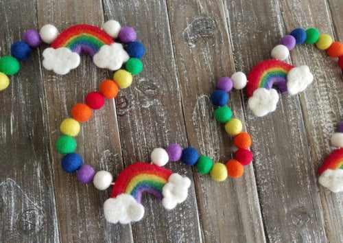 Rainbow garland. Rainbow baby. Rainbow birthday. Rainbow brights. Felt rainbow.