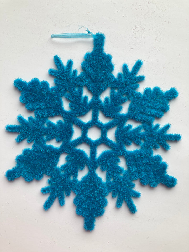 XL flocked snowflake ornament