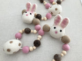 Bunny and egg Easter garland. Pink and tan. 4.5ft